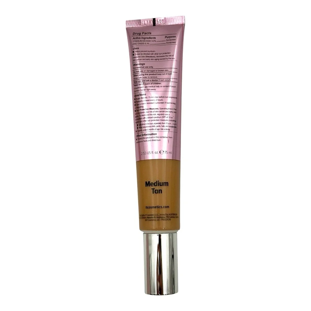 IT Cosmetics CC+ Illumination SPF 50+ Medium Tan Display Box Tube 2.53 oz JUMBO